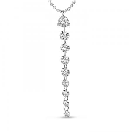 14K White Gold Dashing Diamond Graduated Pierced Diamond Necklace