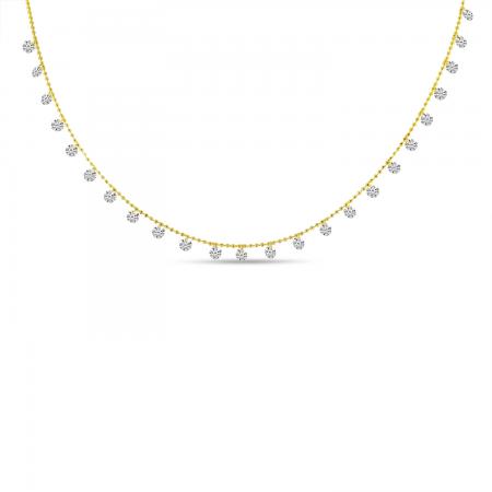 14K Yellow Gold Dashing Diamond 24 stone Pierced Diamond Necklace