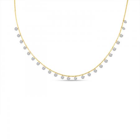 14K Yellow Gold Dashing Diamonds 24 Stone 18 inch Necklace