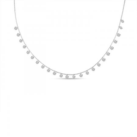 14K White Gold Dashing Diamonds 24 Stone 18 inch Necklace