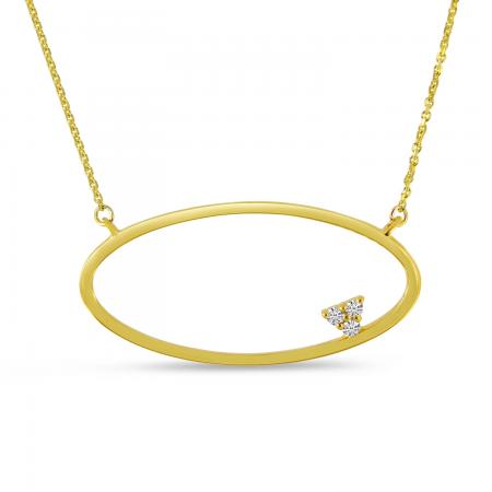 14K Yellow Gold Oval East West Diamond Fashion Necklace