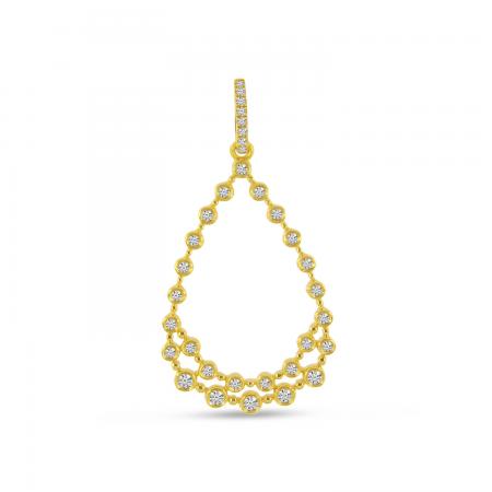 14K Yellow Gold Bubble Teardrop Diamond Pendant