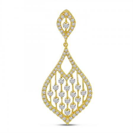 14K Yellow Gold Teardrop Diamond Station Pendant