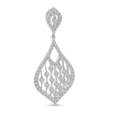 14K White Gold Teardrop Diamond Station Pendant