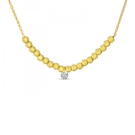 14K Yellow Gold Dashing Diamonds Beaded Necklace