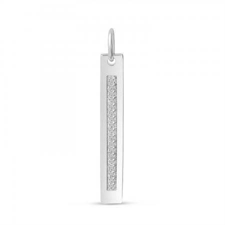 14K White Gold Diamond Vertical Bar Pendant