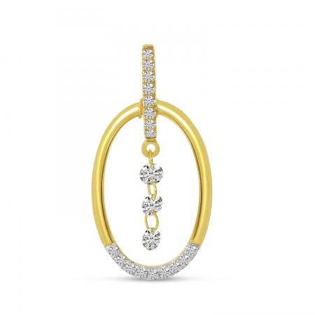 14K Yellow Gold Dashing Diamonds Elongated Oval Pendant