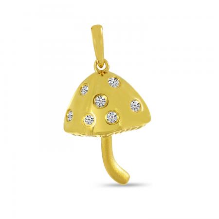 14K Yellow Gold Mushroom Diamond Pendant