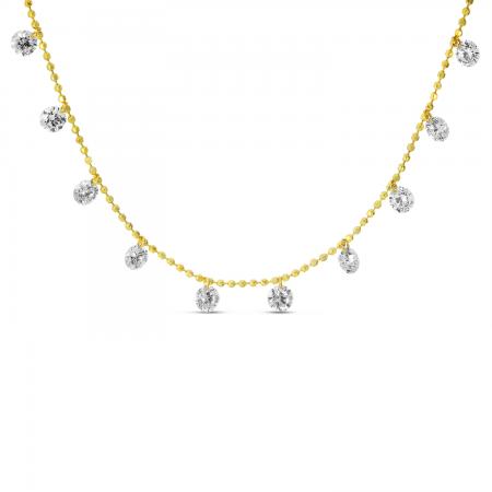 14K Yellow Gold Diamond Dashing Ten Diamond 18 inch Necklace