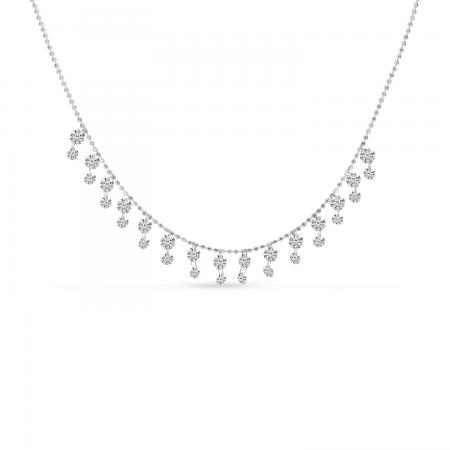 14K White Gold Dashing Diamond Double Dangle Necklace