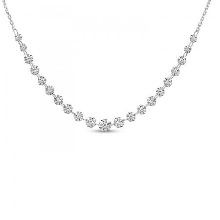 14K White Gold Dashing Diamond Graduated Necklace