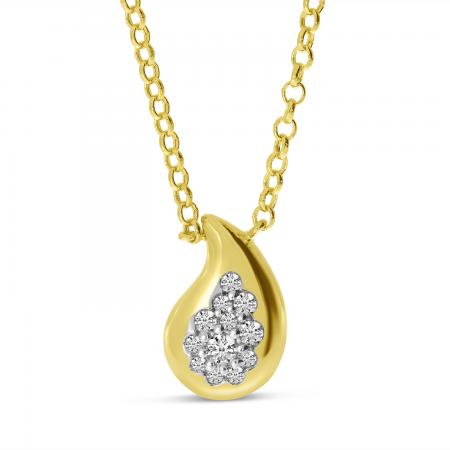 14K Yellow Gold Diamond Petite Teardrop Necklace