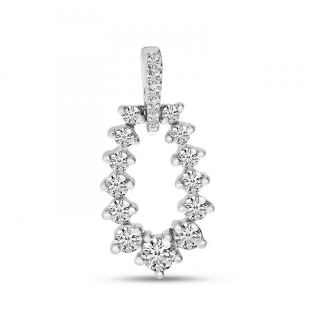 14K White Gold Diamond Oval Pendant