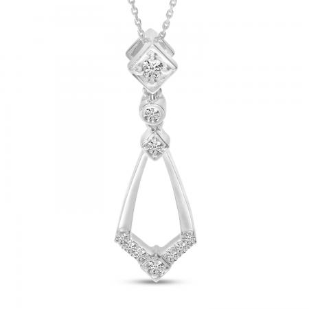 14K White Gold Diamond Geometric Dangle Pendant