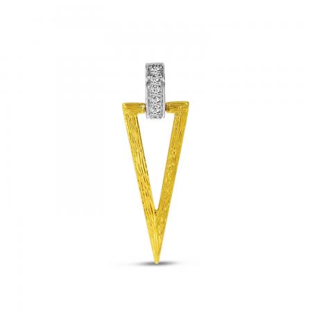 14K Two Tone Gold Diamond Textured Geometric Pendant