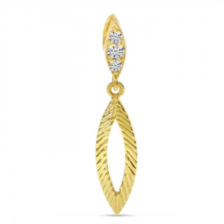 14K Yellow Gold Diamond Textured Marquise Pendant