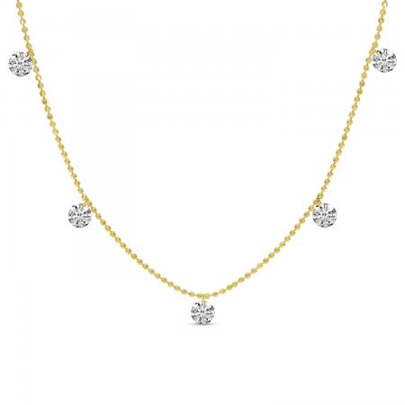 14K Yellow Gold Diamond Dashing Diamond 18 inch Necklace