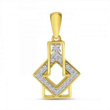 14K Yellow Gold Diamond Geometric Pendant