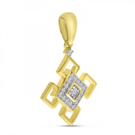 14K Yellow Gold Diamond Square Pendant