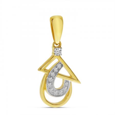 14K Yellow Gold Diamond Triangle and Pear Geometric Pendant