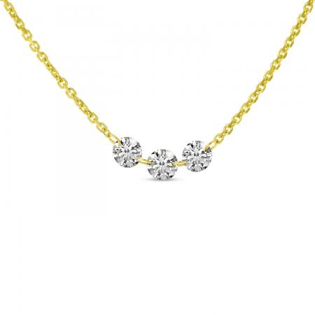 14K Yellow Gold Dashing Diamond 3-Diamond Necklace