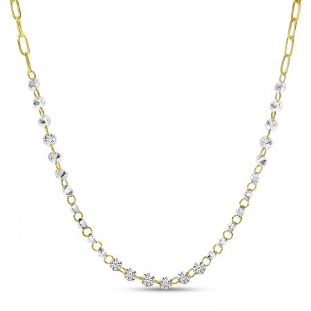 14K Yellow Gold 28 Dashing Diamond by the Yard Small Paperclip 18 Chain\"