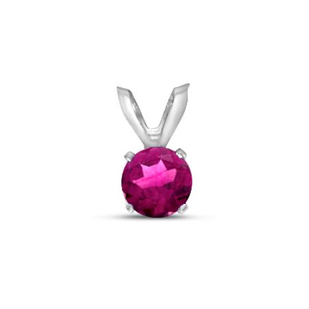 14K White Gold Round Pink Topaz Birthstone Pendant