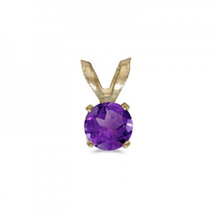 14k Yellow Gold Round Amethyst Pendant