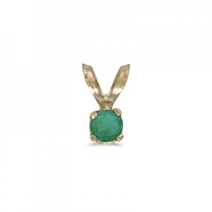 14k Yellow Gold Round Emerald Pendant