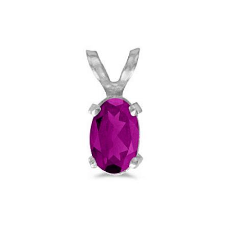 14K White Gold Oval Pink Tourmaline Pendant