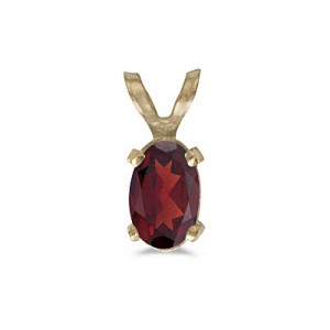 14k Yellow Gold Oval Garnet Pendant