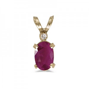 14k Yellow Gold Oval Ruby And Diamond Filagree Pendant