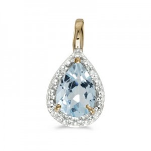 14k Yellow Gold Pear Aquamarine Pendant