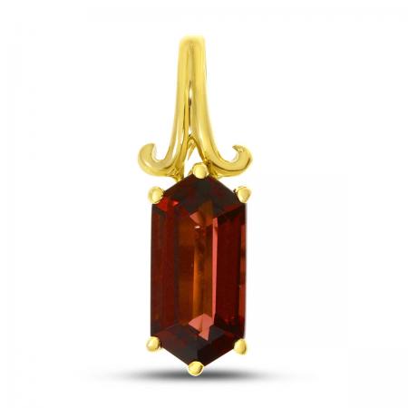 14K Yellow Gold Hexagon Garnet Pendant