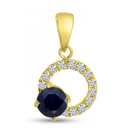 14K Yellow Gold Sapphire Circle Pendant