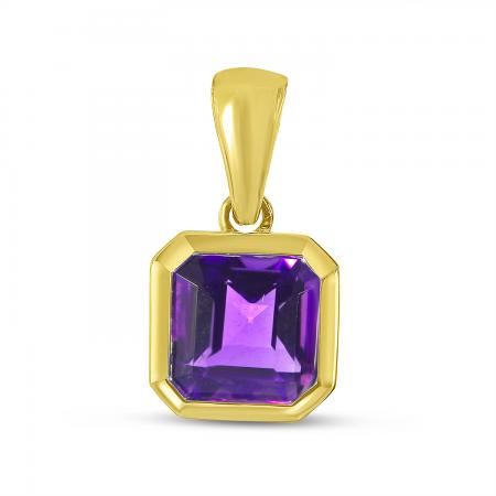 14K Yellow Gold Octagon Amethyst Pendant