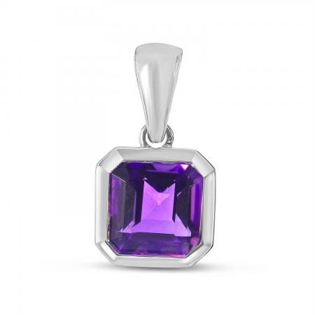 14K White Gold Octagon Amethyst Pendant