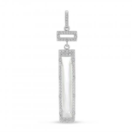 14K White Gold Special Cut White Topaz and Diamond Pendant