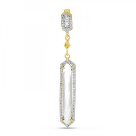 14K Yellow Gold Special Cut White Topaz and Diamond Pendant