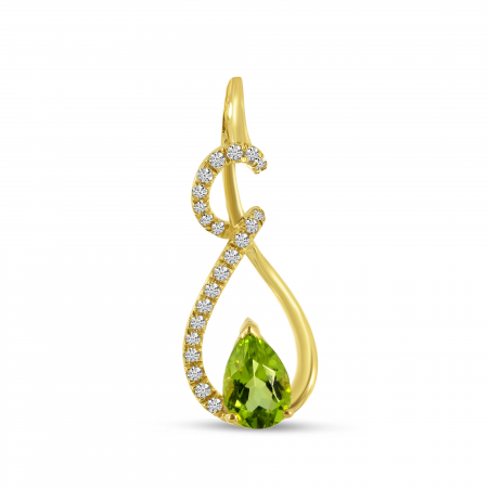 14K Yellow Gold Teardrop Semi Precious Pear Diamond Pendant