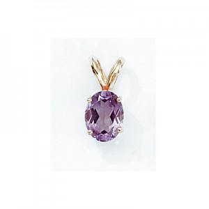 14K Yellow Gold Oval Amethyst Pendant