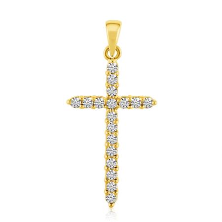 14k Yellow Gold Diamond Cross