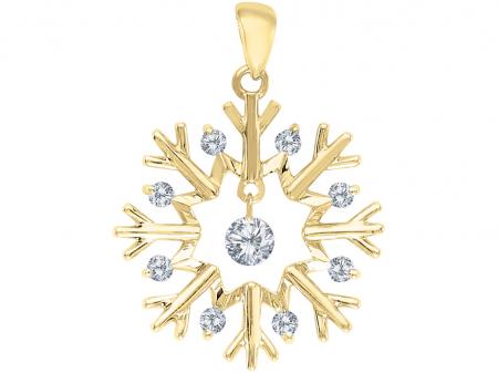 14K Yellow Gold Diamond Dashing Diamonds Pendant