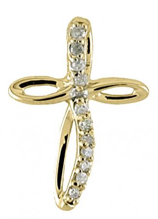 14K Yellow Gold Diamond Cross Pendant