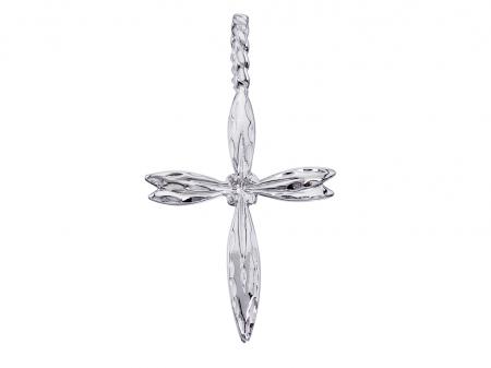 14K White Gold Braided Cross Pendant