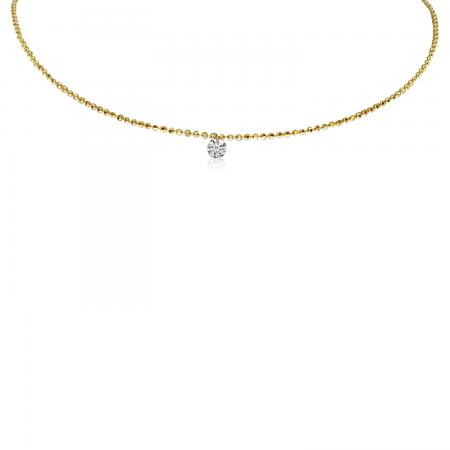 14K Yellow Gold 17 inch Single .15 ct Pierced Diamond Dashing Diamond Necklace