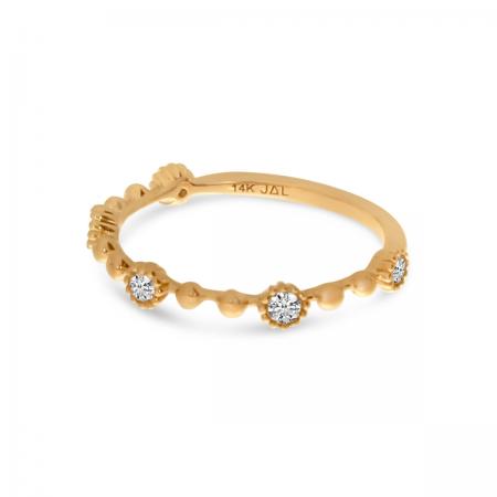 14K Rose Gold Diamond Ball Stackable Ring