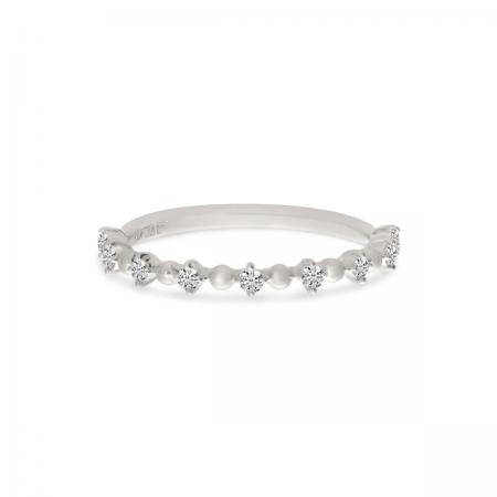 14K White Gold Diamond Beaded Stackable Ring