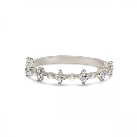 14K White Gold Diamond Stackable Ring