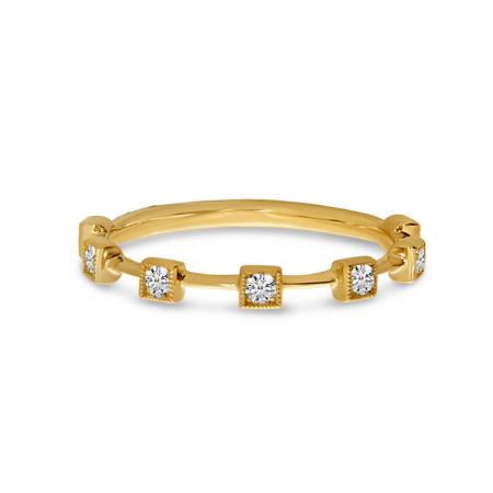 14K Rose Gold Diamond Square Stackable Ring